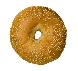 Image showing Sesame Seed Bagel Against White