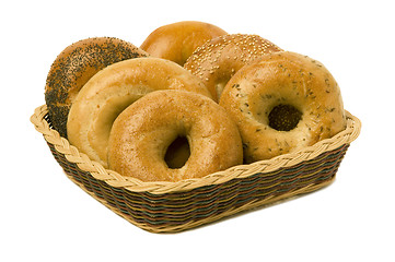 Image showing Six Bagels in a Basket