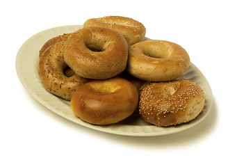 Image showing Variety of Bagels on a Platter