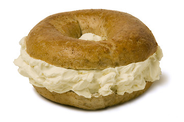 Image showing Bagel Overstuffed with Cream Cheese