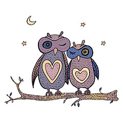 Image showing Two cute decorative owls.