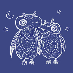 Image showing Two cute decorative owls.