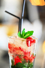 Image showing Strawberry mohito cocktail