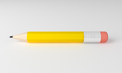 Image showing 3D render of detailed pencil isolated on white background.