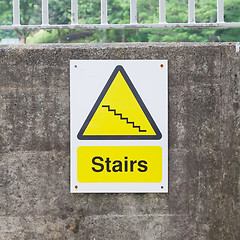 Image showing Plastic sign, stairs