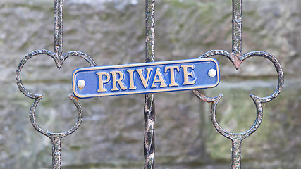 Image showing Old private sign