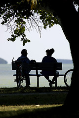 Image showing Couple on park bench