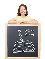 Image showing happy little girl with blackboard