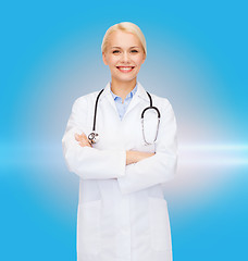 Image showing smiling female doctor with stethoscope