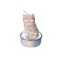 Image showing Wax owl candle close up isolated