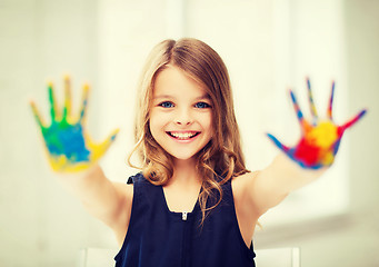 Image showing girl showing painted hands