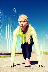 Image showing concentrated woman doing running outdoors