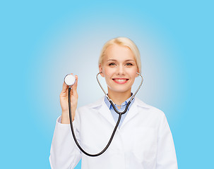 Image showing smiling female doctor with stethoscope