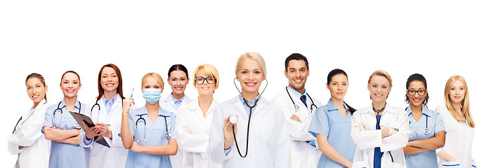 Image showing team or group of female doctors and nurses