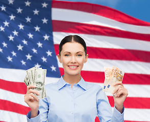 Image showing businesswoman with dollar cash money