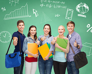 Image showing group of smiling students showing thumbs up