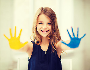 Image showing girl showing painted hands