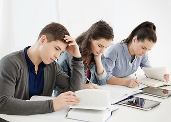 Image showing students with notebooks and tablet pc at school