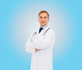 Image showing smiling male doctor with stethoscope