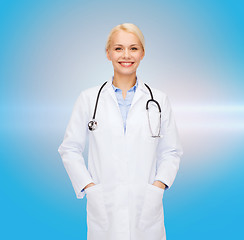 Image showing smiling female doctor with stethoscope