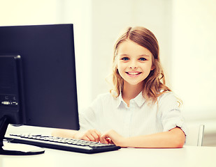 Image showing student girl with computer at school