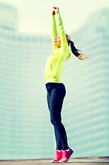 Image showing woman doing yoga outdoors