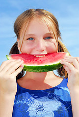 Image showing Girl with watermelon