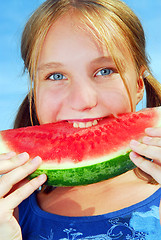 Image showing Girl with watermelon