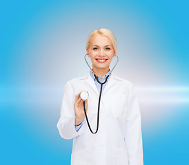 Image showing smiling female doctor with stethoscope