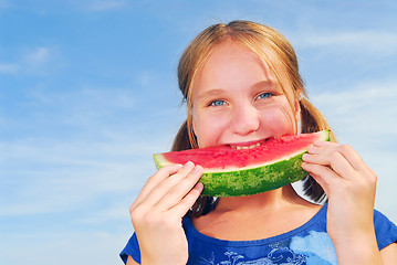 Image showing Girl with watermelon