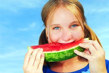 Image showing Girl with watermelon