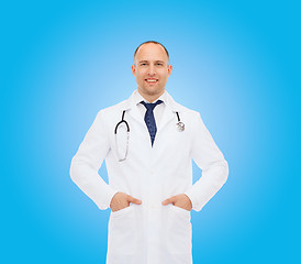 Image showing smiling male doctor with stethoscope