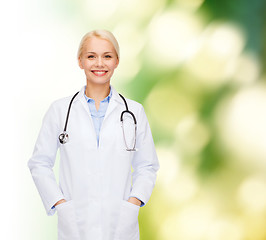 Image showing smiling female doctor with stethoscope