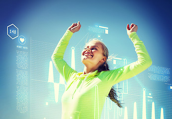 Image showing woman runner celebrating victory