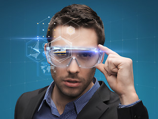 Image showing businessman in virtual glasses