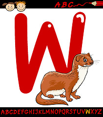 Image showing letter w for weasel cartoon illustration