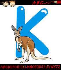 Image showing letter k for kangaroo cartoon illustration