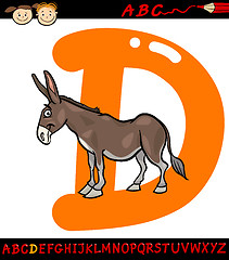 Image showing letter d for donkey cartoon illustration