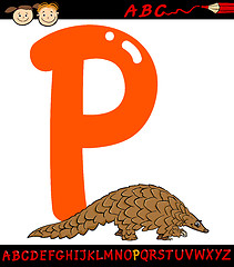 Image showing letter p for pangolin cartoon illustration