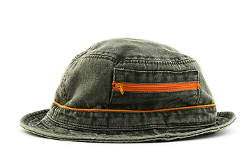 Image showing Summer denim hat with orange zipper