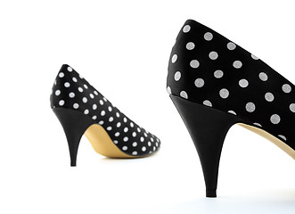 Image showing Black polka high heel shoes