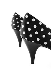 Image showing High heel polka shoes