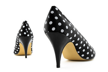 Image showing Retro high heel polka shoes