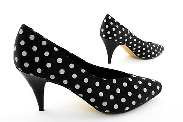 Image showing Black classic polka shoes