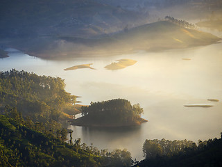 Image showing Golden sunrise at a mountain in Asia