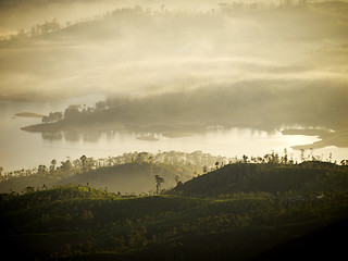 Image showing Golden sunrise at a mountain in Asia