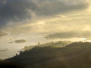 Image showing Golden sunrise at a mountain in Asia