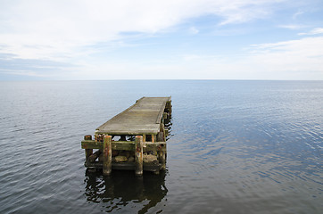 Image showing Deserted jetty surrounded by the water