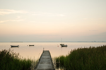 Image showing View at a calm bay at twilight time