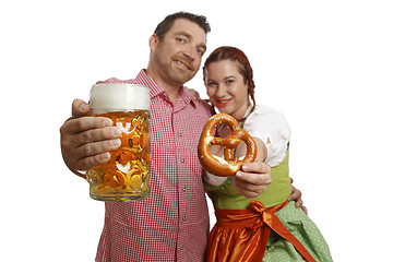 Image showing Couple in traditinal bavarian costumes